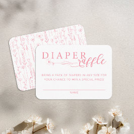 Elegant Pink Floral Baby Shower Diaper Raffle エンクロージャーカード