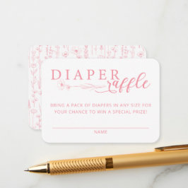 Elegant Pink Floral Baby Shower Diaper Raffle エンクロージャーカード