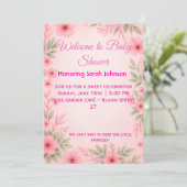 Elegant Pink Floral Baby Shower Invitation セーブザデート (スタンド正面)