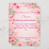 Elegant Pink Floral Baby Shower Invitation セーブザデート (正面/裏面)