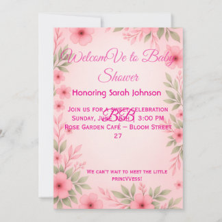 Elegant Pink Floral Baby Shower Invitation セーブザデート