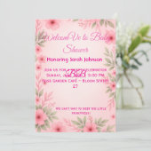 Elegant Pink Floral Baby Shower Invitation セーブザデート (スタンド正面)