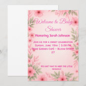 Elegant Pink Floral Baby Shower Invitation セーブザデート (正面/裏面)