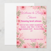 Elegant Pink Floral Baby Shower Invitation セーブザデート (正面/裏面)