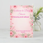 Elegant Pink Floral Baby Shower Invitation セーブザデート (スタンド正面)