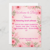 Elegant Pink Floral Baby Shower Invitation セーブザデート (正面/裏面)