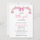 Elegant Pink Floral Baby Shower Invitation 招待状 (正面)