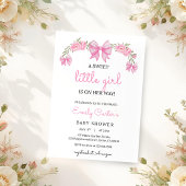 Elegant Pink Floral Baby Shower Invitation 招待状