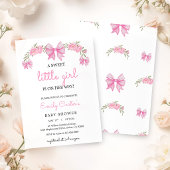 Elegant Pink Floral Baby Shower Invitation 招待状