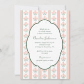 Elegant Pink Floral Baby Shower Invitation 招待状 (正面)