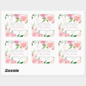 Elegant Pink Floral Bat Mitzvah Party Custom スクエアシール (シート)