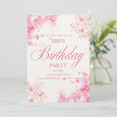 Elegant Pink Floral Birthday Invitation セーブザデート (スタンド正面)