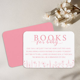 Elegant Pink Floral Books for Baby Card エンクロージャーカード