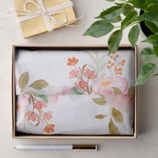 Elegant Pink Floral  Botanical Tissue Paper  薄葉紙 (ギフト)