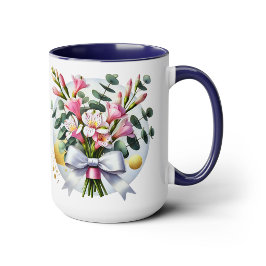 Elegant Pink Floral Bouquet Mug マグカップ