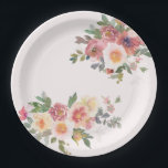 Elegant Pink Floral Bridal Shower ペーパープレート<br><div class="desc">Elegant Pink Floral Bridal Shower Paper Plates</div>