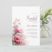 Elegant Pink Floral Bridal Shower 招待状 (スタンド正面)