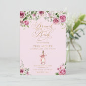 Elegant Pink Floral Bridal Shower 招待状 (スタンド正面)