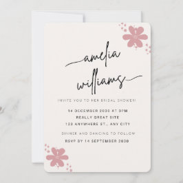 Elegant Pink Floral Bridal Shower Invitation - Cus 招待状