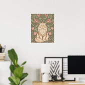 Elegant Pink Floral Cat Poster William Morris Art  ポスター (ホームオフィス)