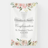 Elegant Pink Floral Confirmation Custom Party 横断幕 (縦)