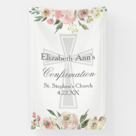Elegant Pink Floral Confirmation Custom Party 横断幕