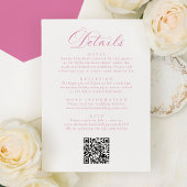 Elegant Pink Floral Crest All in One Wedding 招待状