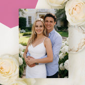 Elegant Pink Floral Crest Monogram Photo Wedding 招待状