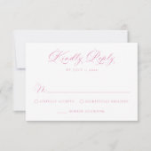 Elegant Pink Floral Crest Monogram Wedding 出欠カード (正面)