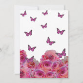 Elegant Pink Floral Crown Quinceanera 招待状 (裏面)