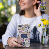 Elegant Pink Floral Custom Name Accent Case-Mate iPhoneケース