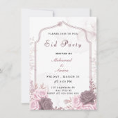 Elegant Pink Floral Eid Party Invitation 招待状 (正面)