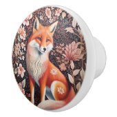 Elegant Pink Floral Fox William Morris Inspired セラミックノブ (右)