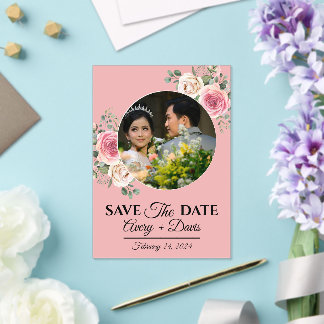 Elegant Pink Floral Fully Editable Save the Date アクリル招待状