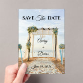Elegant Pink Floral Fully Editable Save the Date アクリル招待状 (インサイチュ (ポータブル))