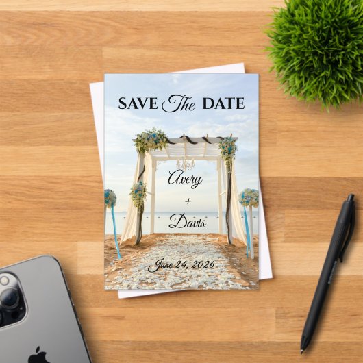 Elegant Pink Floral Fully Editable Save the Date アクリル招待状 (インサイチュ (招待状))