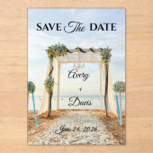 Elegant Pink Floral Fully Editable Save the Date アクリル招待状 (正面)