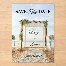 Elegant Pink Floral Fully Editable Save the Date アクリル招待状