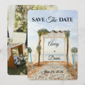 Elegant Pink Floral Fully Editable Save the Date サンキューカード (正面/裏面)