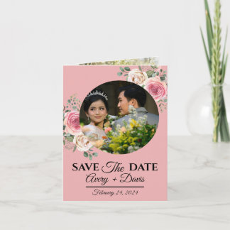 Elegant Pink Floral Fully Editable Save the Date 招待状