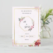 Elegant Pink Floral Geometric Wedding Invitation 招待状 (スタンド正面)
