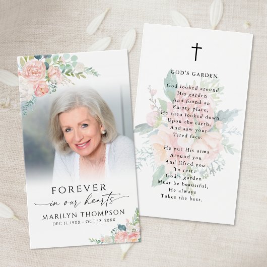 Elegant Pink Floral God's Garden Prayer Card