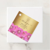 Elegant Pink Floral Gold Bat Mitzvah Thank You フェイバータグ (インサイチュ)