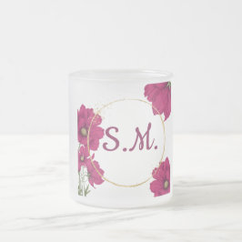 Elegant Pink Floral Gold Circle Coffee Mug フロストグラスマグカップ