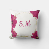 Elegant Pink Floral Gold Circle Throw Pillow クッション (正面)