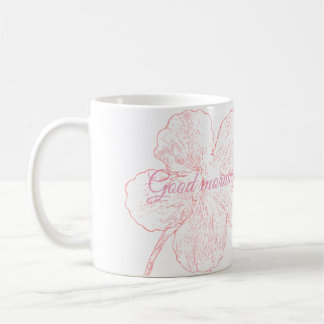 Elegant Pink Floral Good Morning Bella コーヒーマグカップ