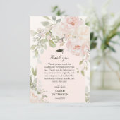Elegant Pink Floral Graduation サンキューカード (スタンド正面)