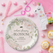 Elegant Pink Floral Graduation Party ペーパープレート (パーティー)