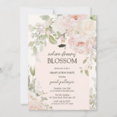 Elegant Pink Floral Graduation Party 招待状 (正面)