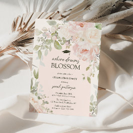 Elegant Pink Floral Graduation Party 招待状